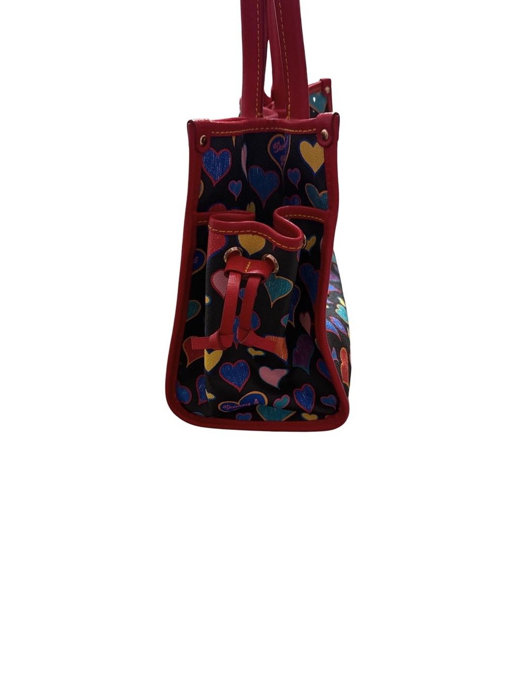 Dooney & Bourke Colorful Hearts Coated Canvas Print Tote with Red Trim - Picture 6 of 11